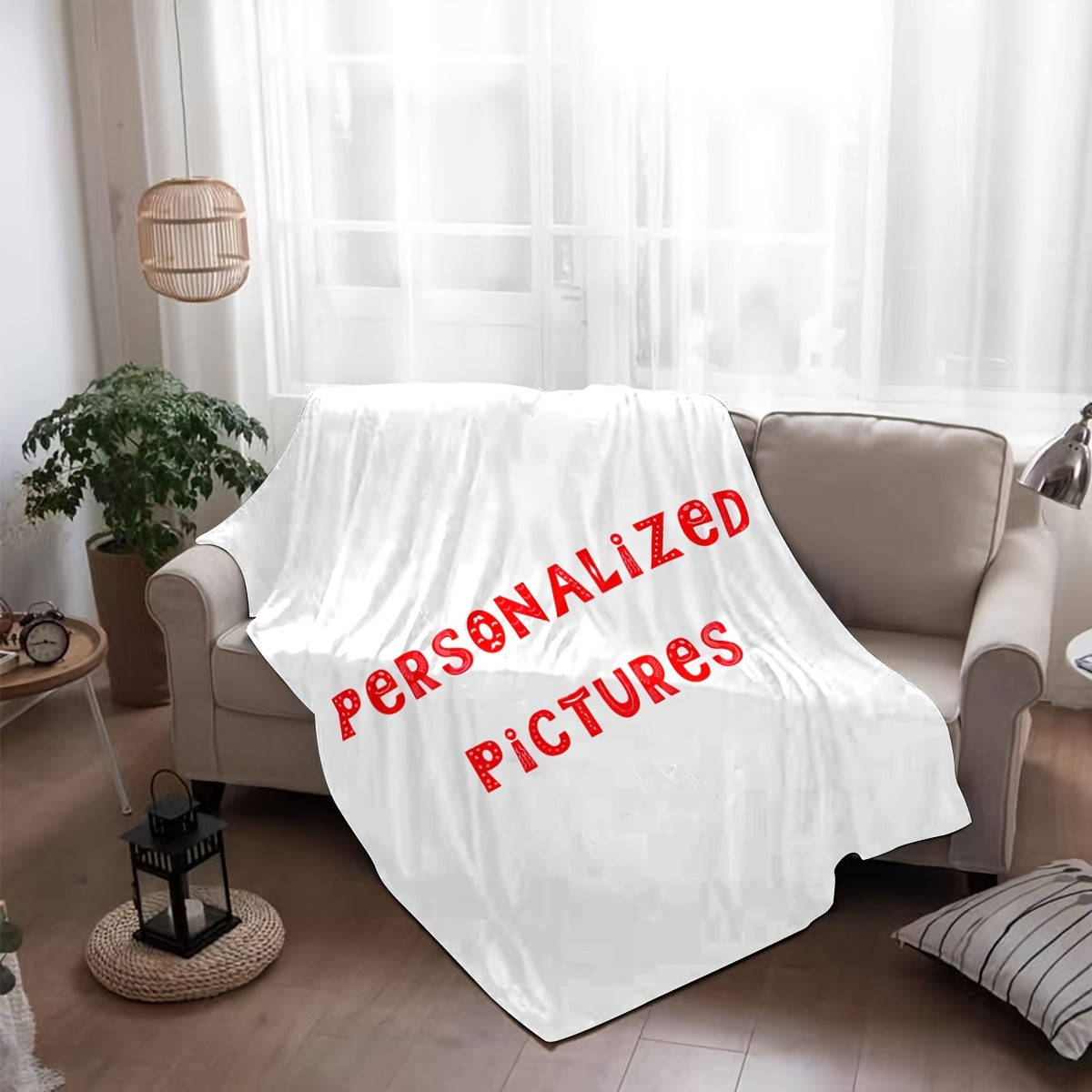 Personalized Knitted Polyester Throw Blanket for Couch or Bed Decor