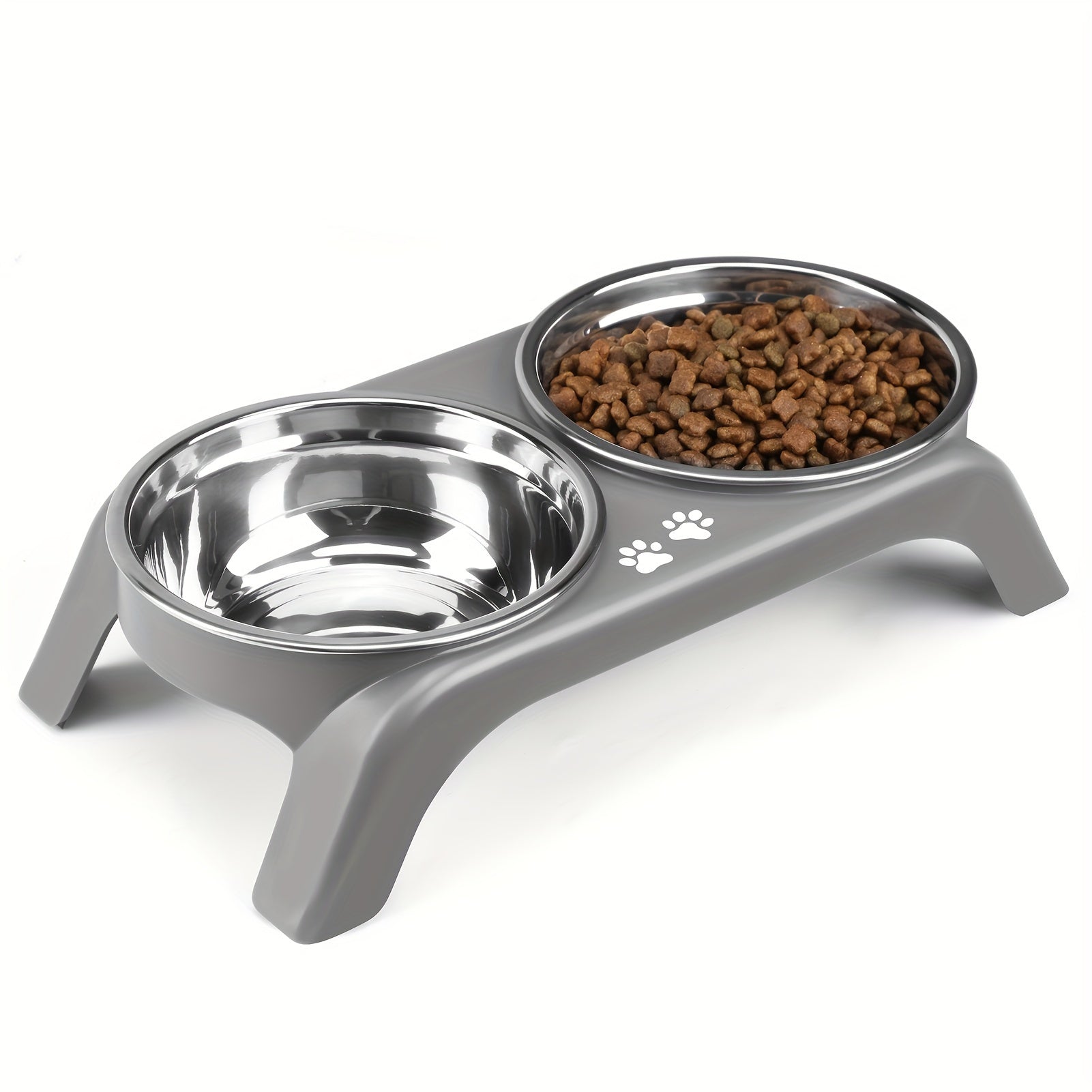 Elevated Cat Bowls with Stainless Steel Dual Bowls Non-Slip Feet Ergonomic Design