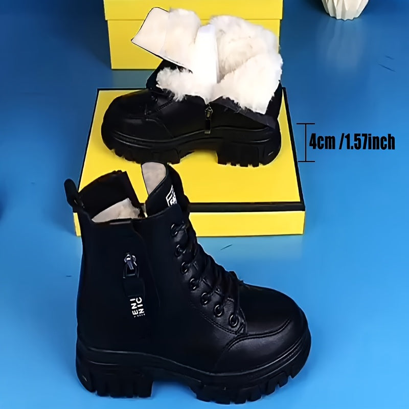 Women's Winter Ankle Boots Faux Fur Warm Slip-Resistant Sole