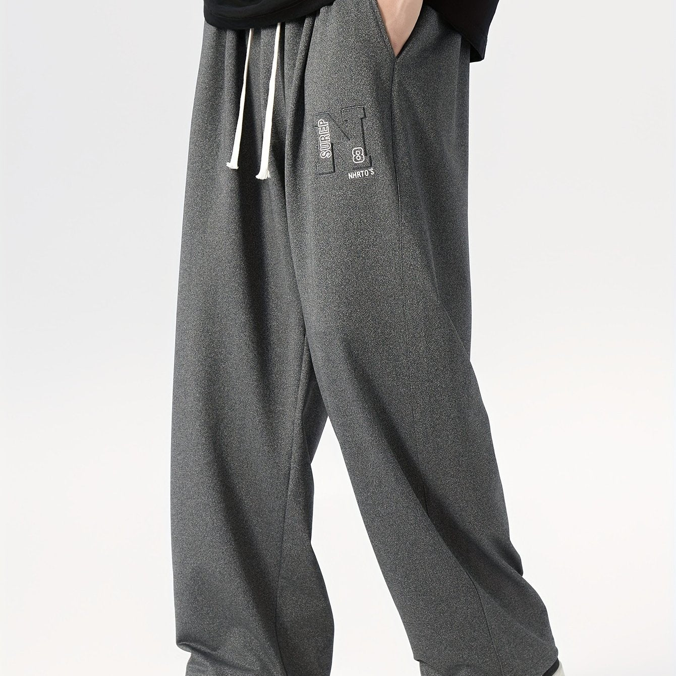 Pantalones deportivos de corte holgado para hombre con patrón geométrico, poliéster elastano, lavado a máquina, tallas grandes