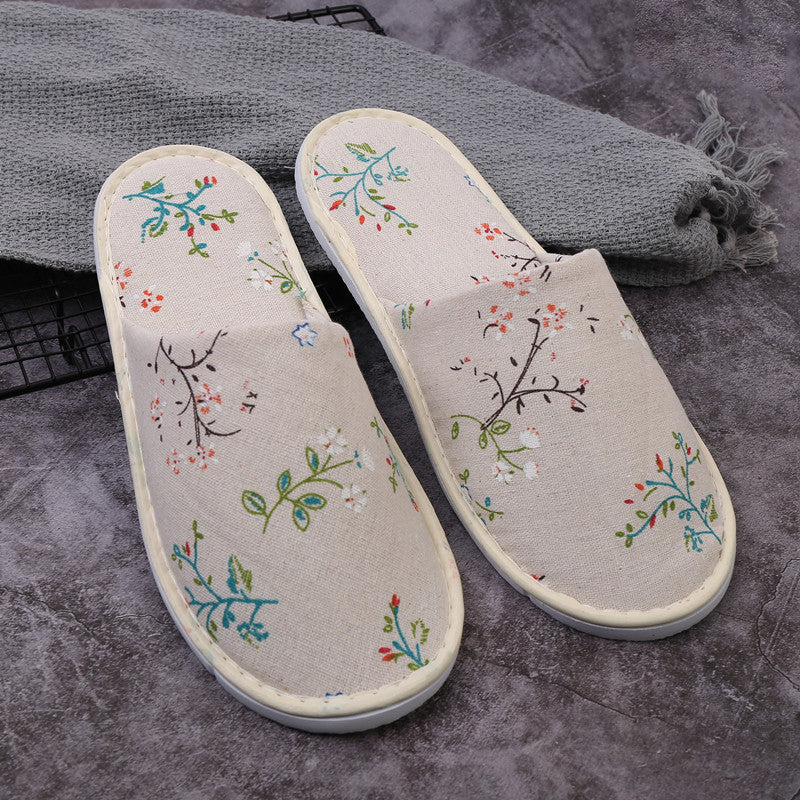 Non-slip Printed Linen Disposable Slippers for Hotel and Homestay Use