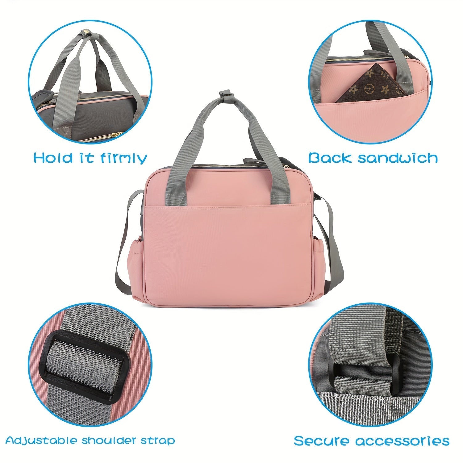 Bolsa de pañales de tela Oxford, impermeable, bandolera para padres, ideal para viajes y almacenamiento