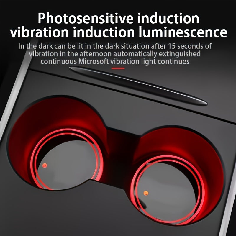 LED Car Cup Holder Neon Light Intelligent Sensing Colorful Atmosphere Light with 7 Colors