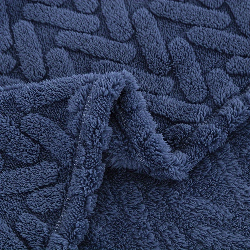 Navy Blue Taffeta Throw Blanket Double-Sided Soft Jacquard Stain-Resistant