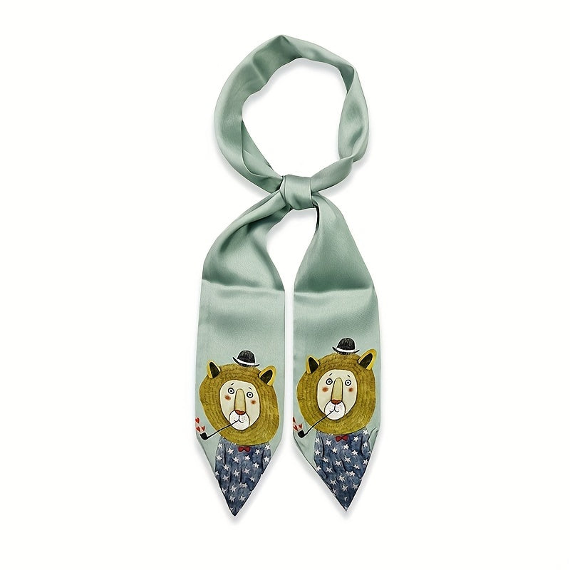 Women's Casual Decorative Neck Scarf with Animal Print in Small Silky, Thin, and Smooth fabric. Can also be worn as a Streamer Hairband.