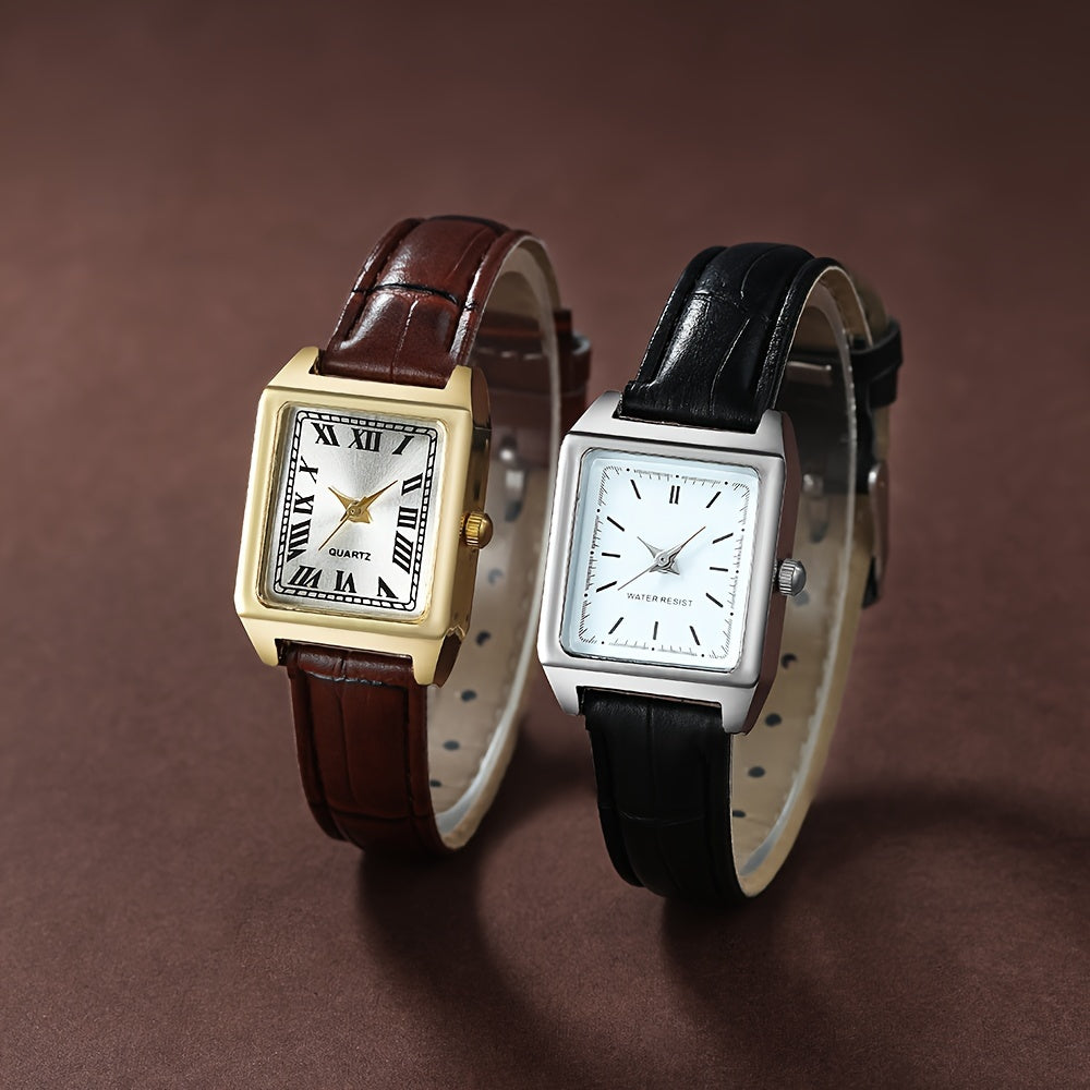 Set of 2 Women's Square Quartz Watches Fashion Accessories for Women