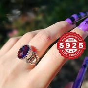 Sterling Silver Filigree Heart Cocktail Ring with Amethyst Gemstone