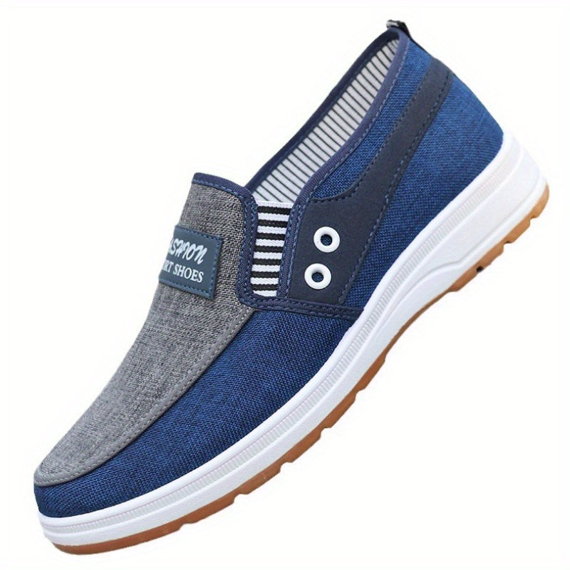 Men's Breathable Fabric Slip-On Sneakers with Heart Pattern for Casual All-Season Wear
