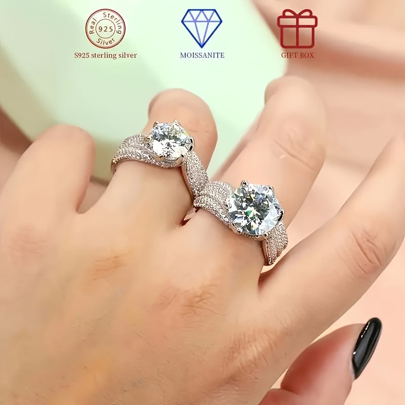Sterling Silver Ring with 5 Carat Moissanite for Women Engagement Wedding Anniversary