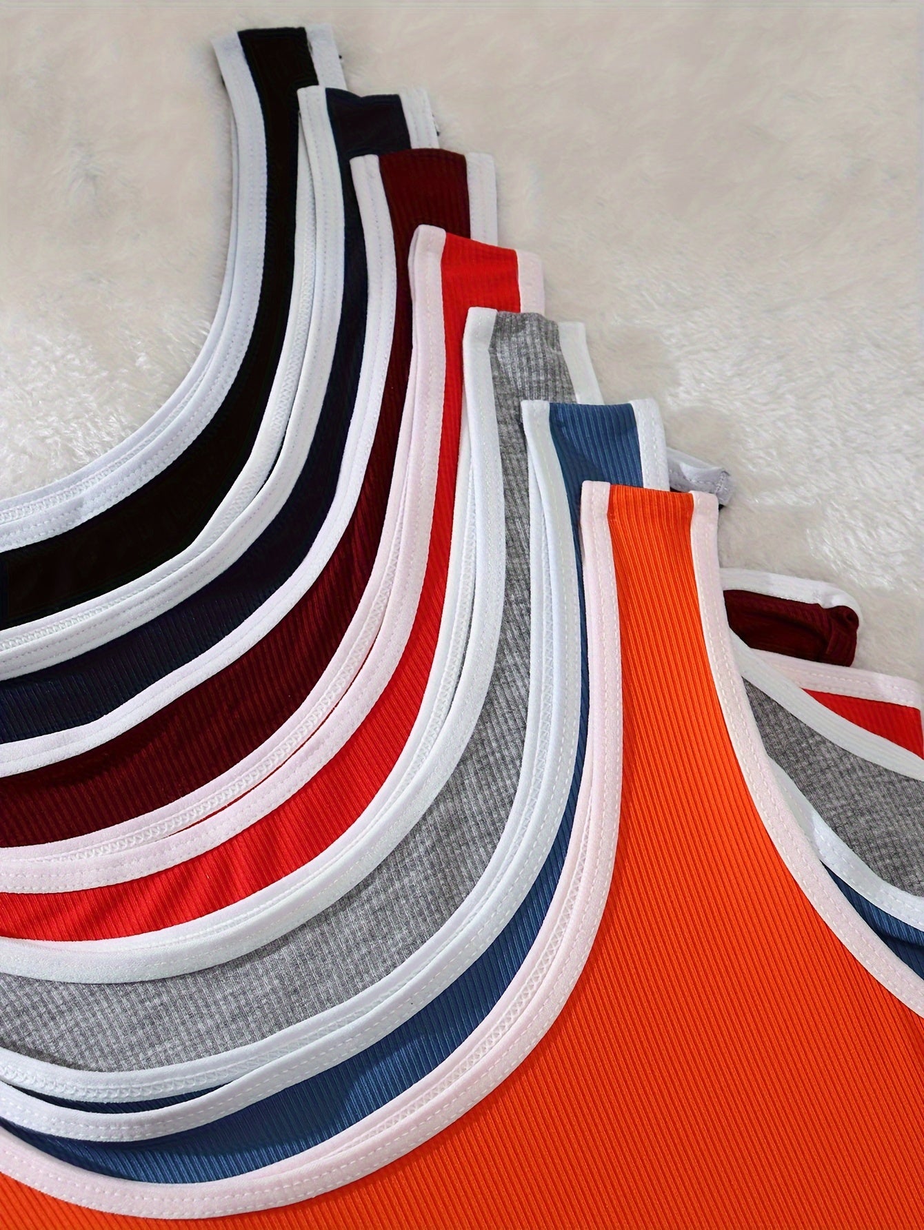 Women’s Lingerie Set 7-Piece Color Block Letter Print Tank Bra and Panties