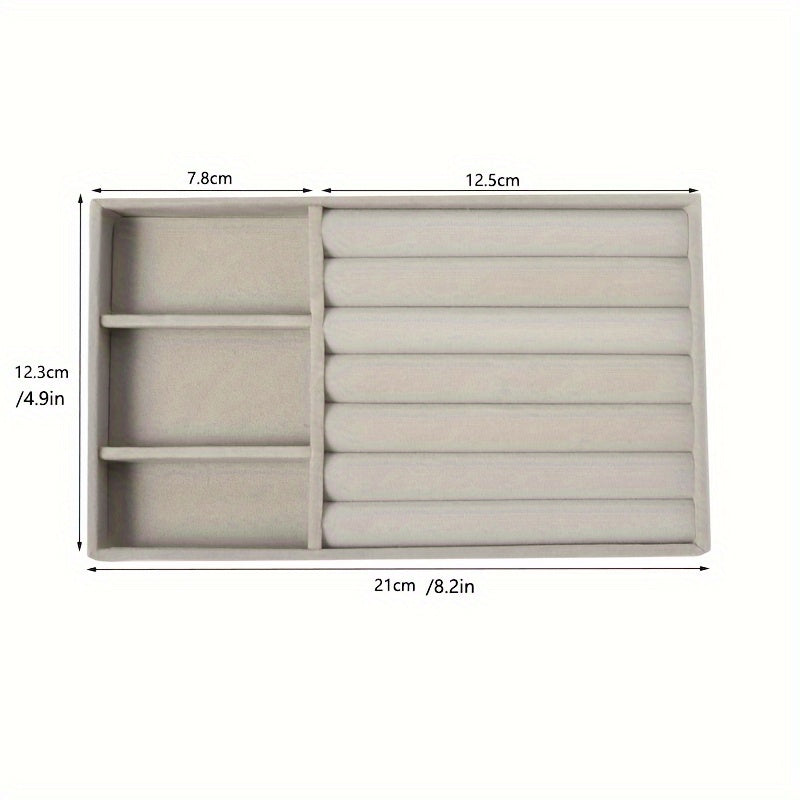 Bandeja organizadora de joyas con revestimiento de madera, cajones y compartimentos para pendientes y collares