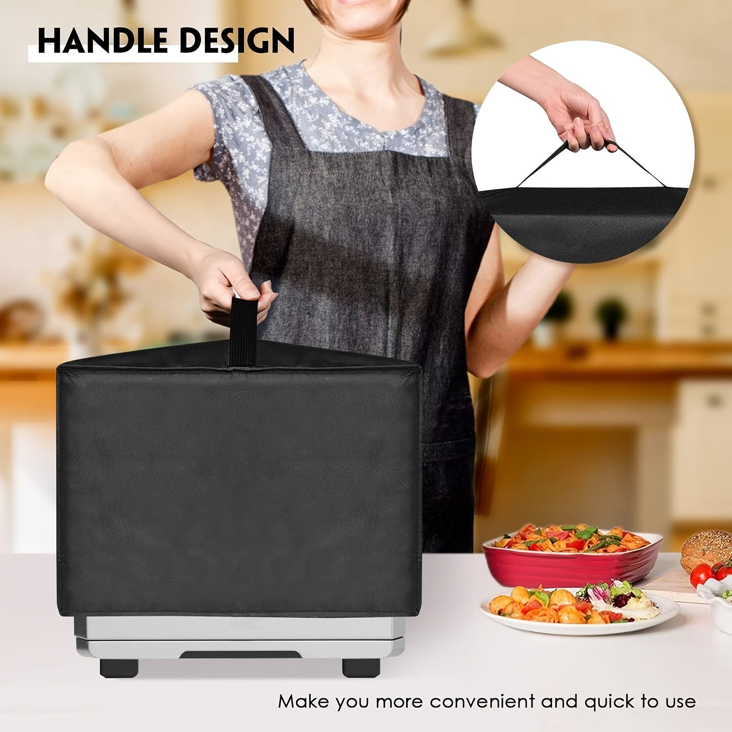 Waterproof Air Fryer Cover Dust UV Resistant Protective Oven Cover Multi-Functional Digital Accessory Black Gray
