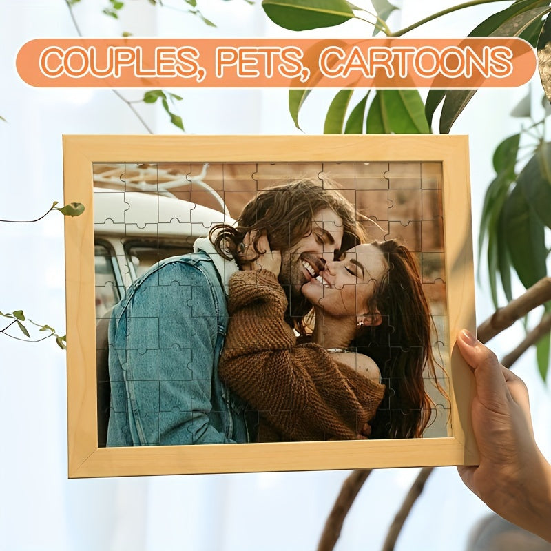 Custom Wooden Puzzle Frame for Photos DIY Building Blocks Gift for Anniversary or Home Decor