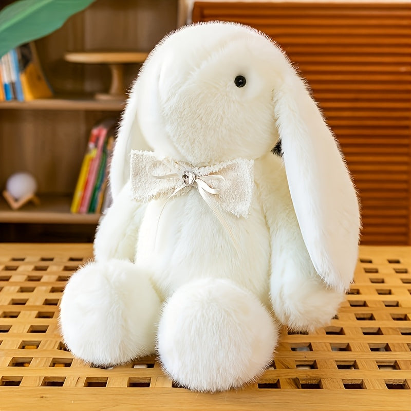 Unisex Bunny Plush Toy with Bow Tie, Polyester, Dry Clean Only