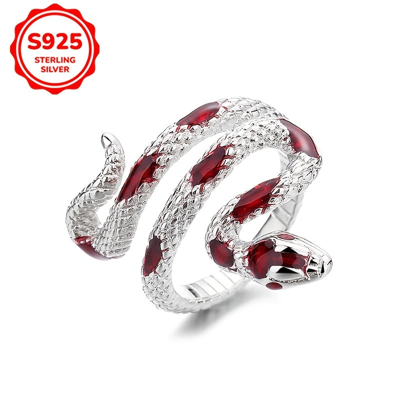 Sterling Silver Snake Open Ring Minimalist Animal-Inspired Statement Jewelry