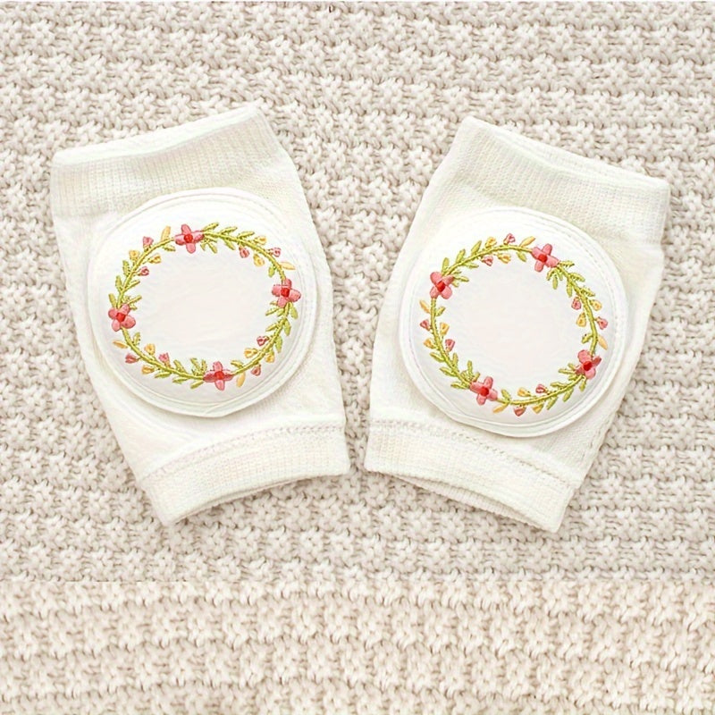 Protectores de rodilla para niños con patrón de dibujos animados, almohadillas protectoras de malla bordada y almohadillas de esponja elástica para codos