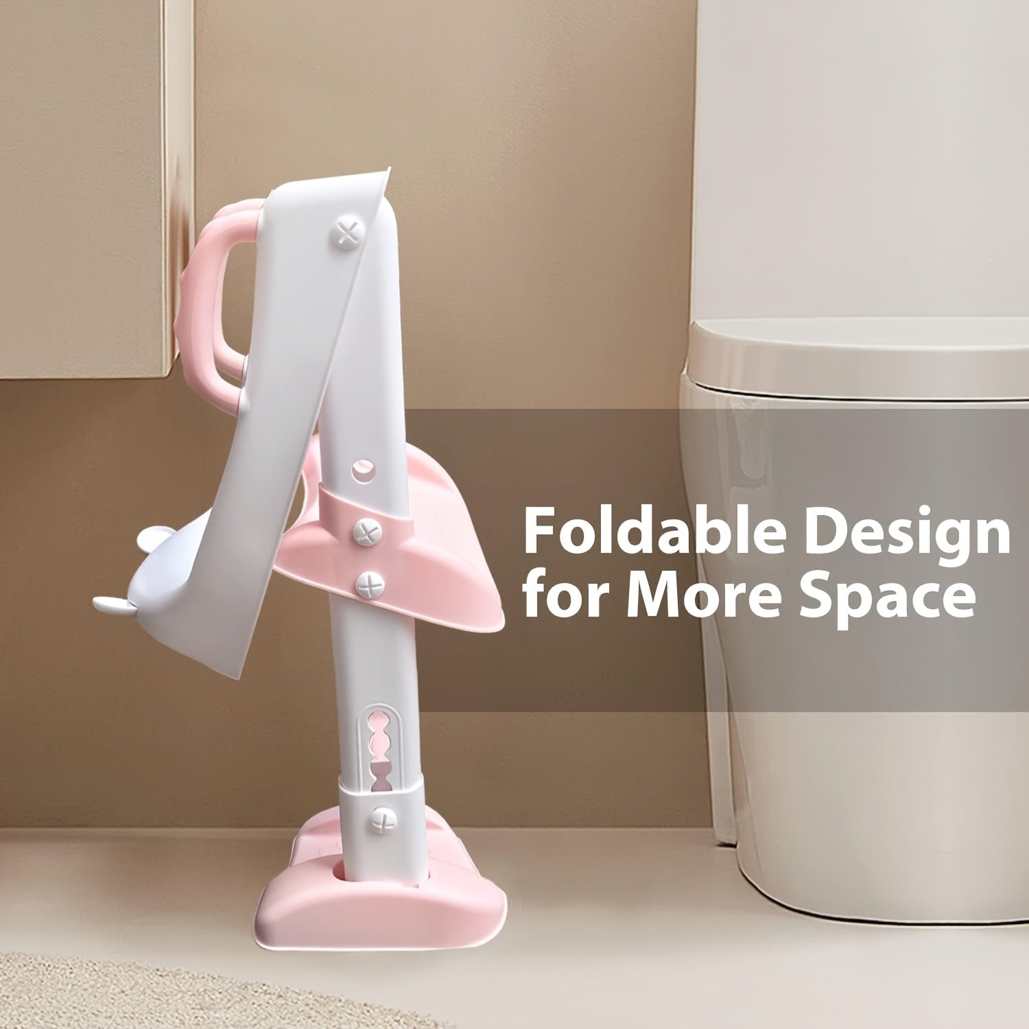 Children's Pink Potty Training Seat with Step Ladder, Adjustable Height, Non-Slip