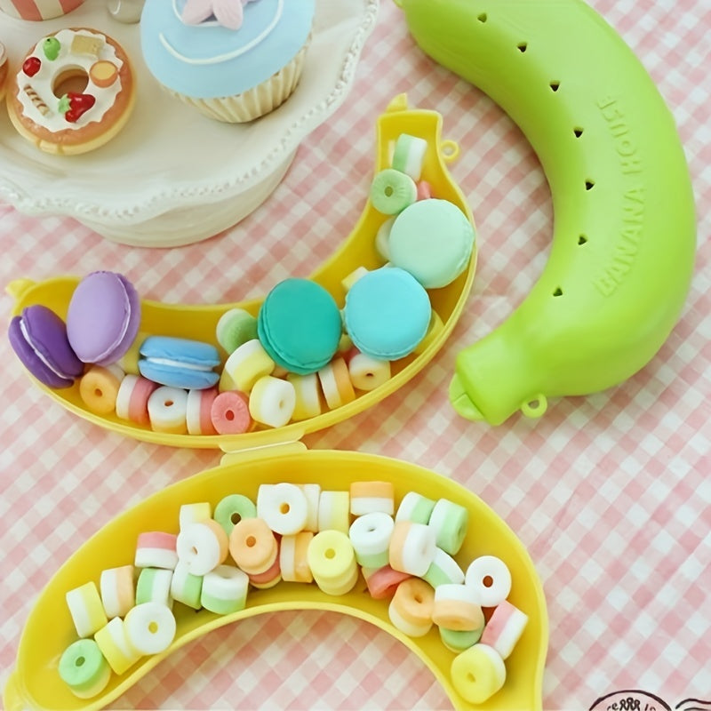 Contenedor de almacenamiento de plátanos de plástico con tapa, estuche protector portátil para frutas