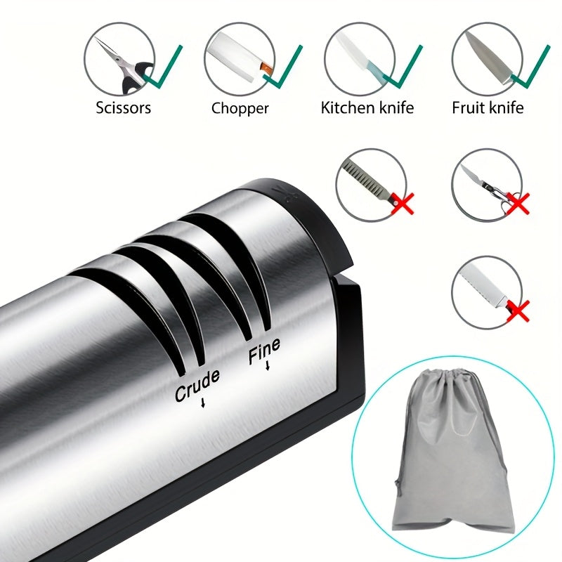 3in1 USB Electric Knife Sharpener with Storage Bag, fast, automatic for kitchen