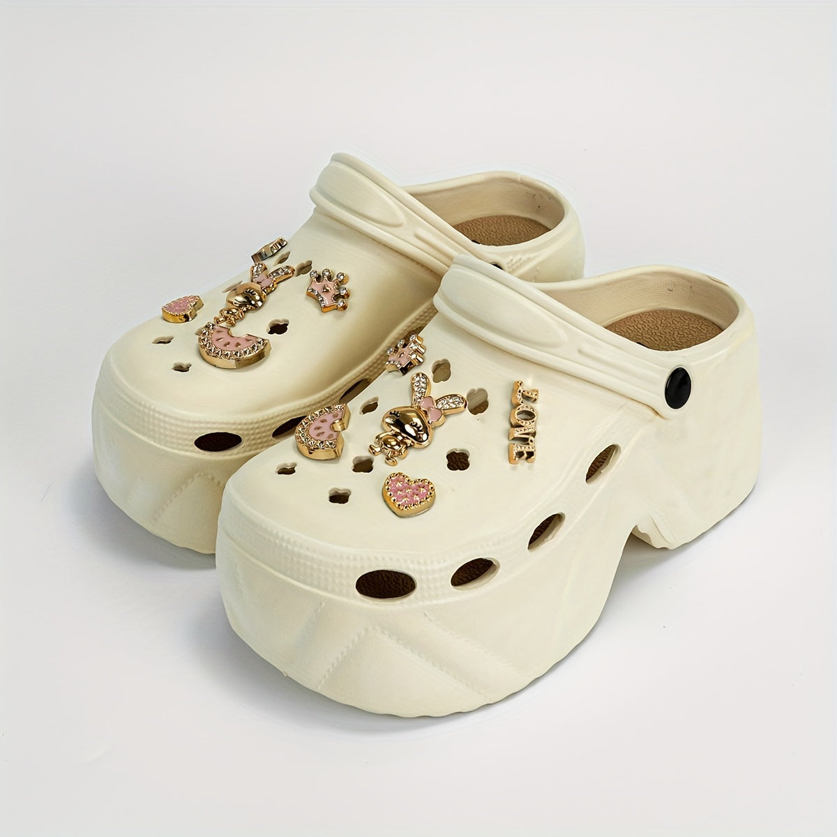 Women's Watermelon and Rabbit Charms Platform Clogs EVA Sandals