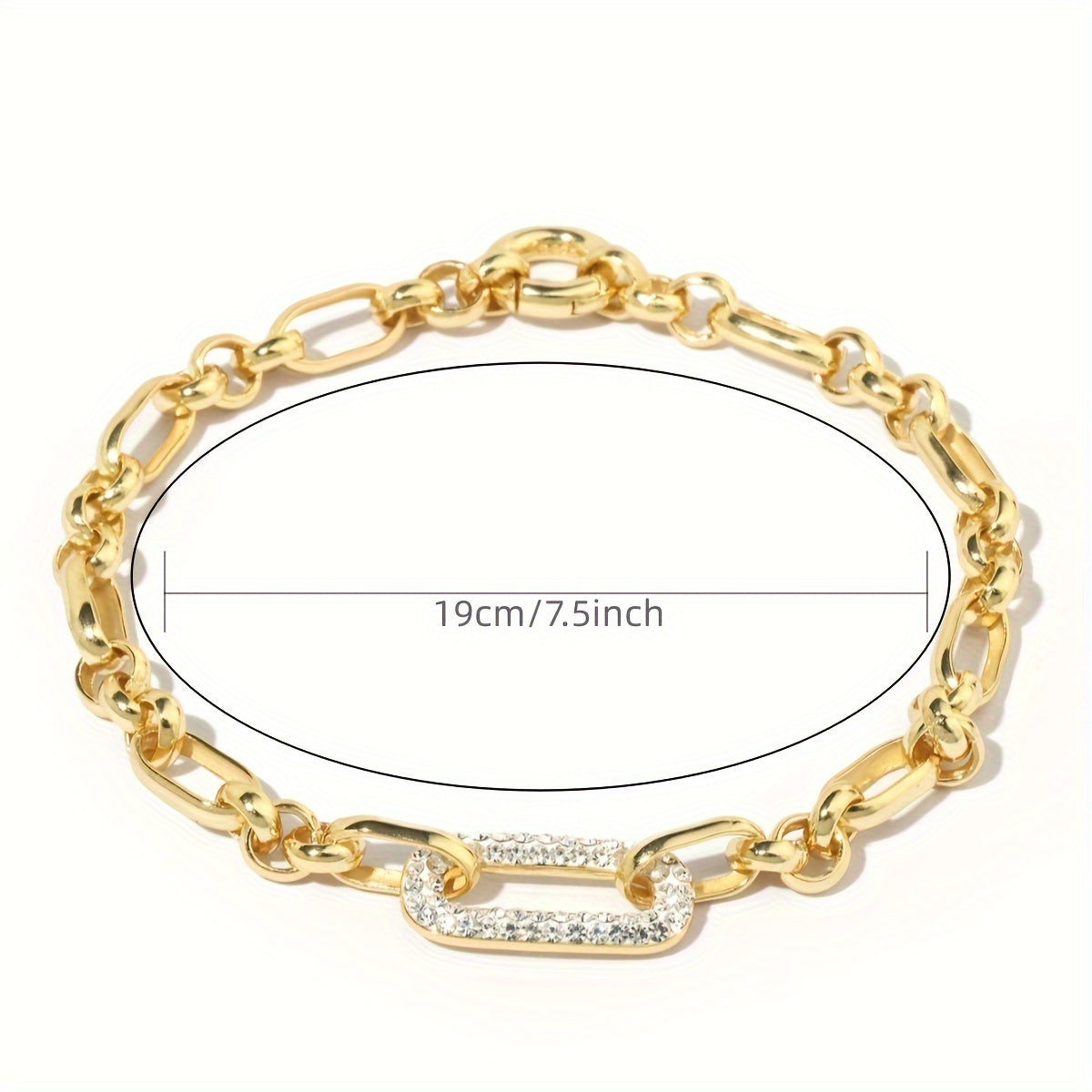 Pulsera de plata de ley con cristales y baño de oro cadena mariner para mujer