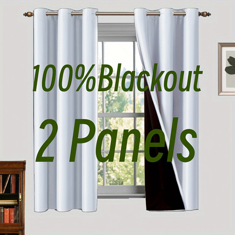 Blackout Curtains Set 2 Pieces Polyester Insulated Grommet Top for Bedroom Living Room