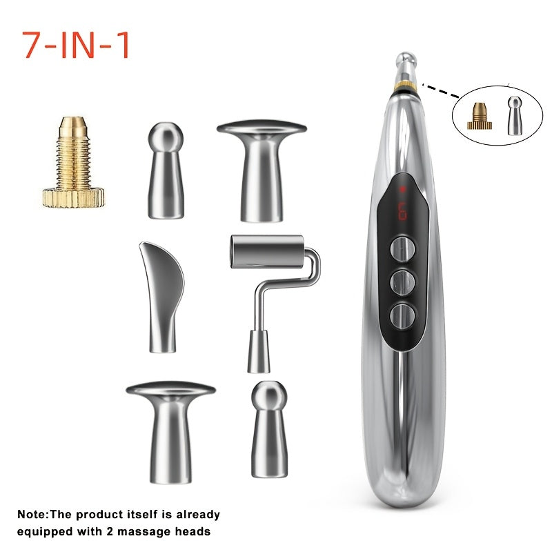 Portativ USB orqali zaryadlanadigan 7-IN-1 ko'p funksiyali massaj qalam va tayoq, 9 ta intensivlik darajalari va turli massaj boshliqlari bilan - keksa va do'stlar uchun mukammal sovg'a!