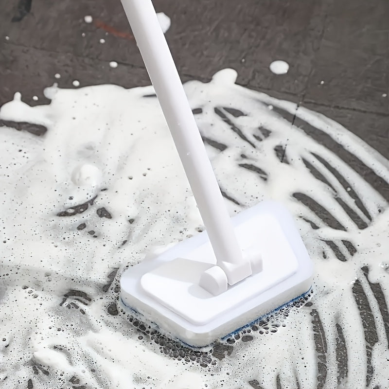 Long-Handled Bathroom Brush for Tiles Bathtubs and Floors Removable Head