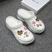 Women's Bear Cartoon Slippers EVA Clogs with Pink Bow Indoor Outdoor