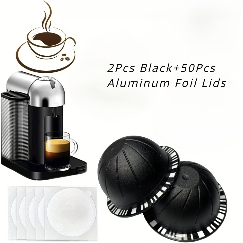 Reusable Coffee Pods for VertuoLine, Refillable Capsules, 2/5/50 Pack