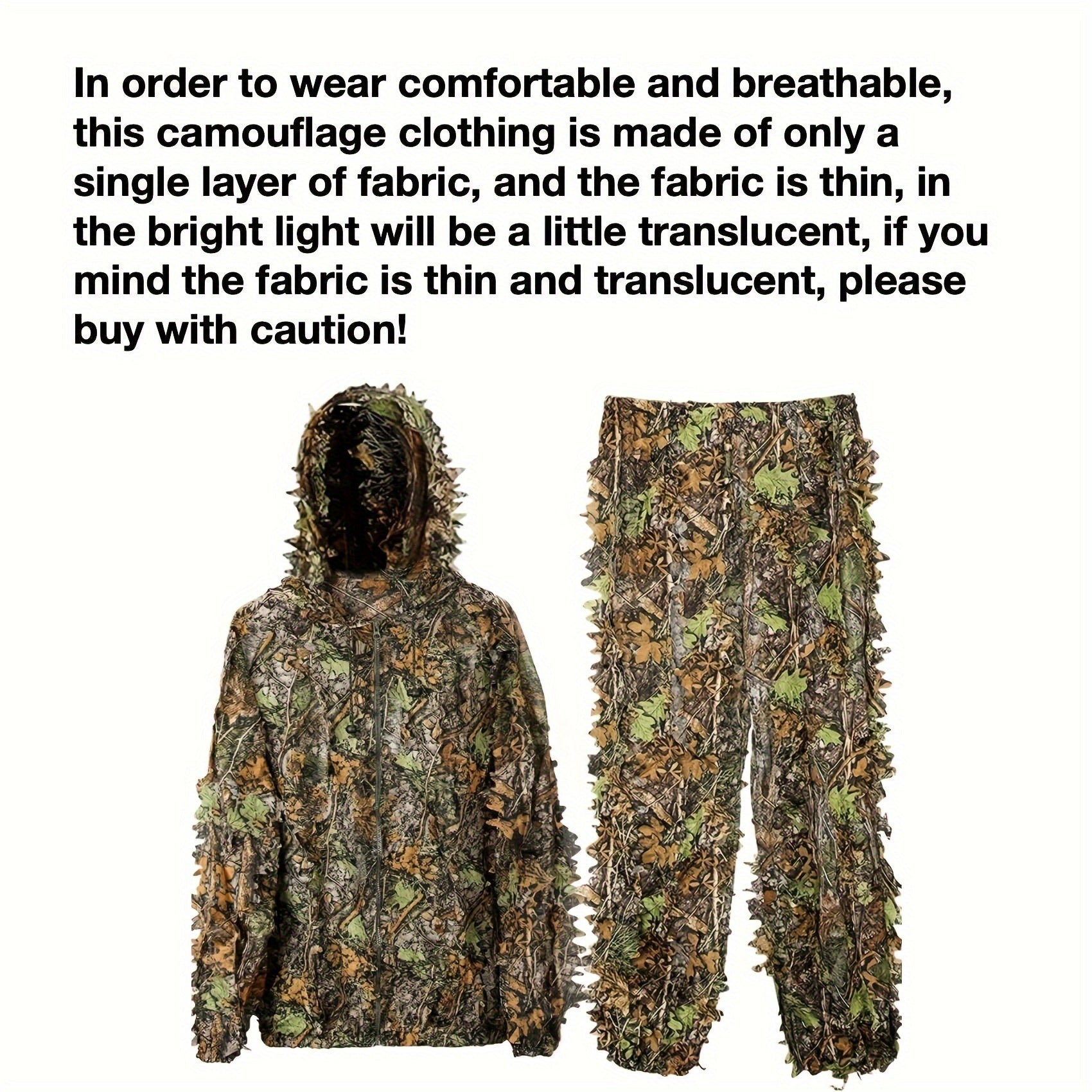 Lightweight 3D Leafy Camo Ghillie Suit for Hunting Shooting Wildlife Photography Polyester Mixed Colors