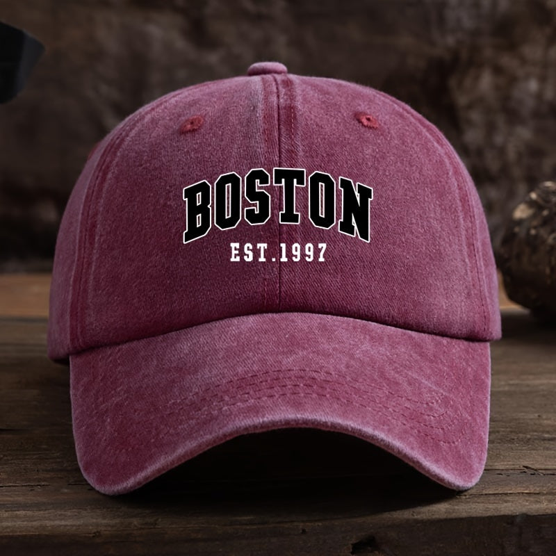 Boston Est. 1997 Unisex Moda Beysbol Shlyapa, O'zgaruvchan Qiya Qirralar bilan, To'qilgan Matodan Yasalgan, Oson Parvarish, Mashinada Yuvish/Quruq Tozalash mumkin.