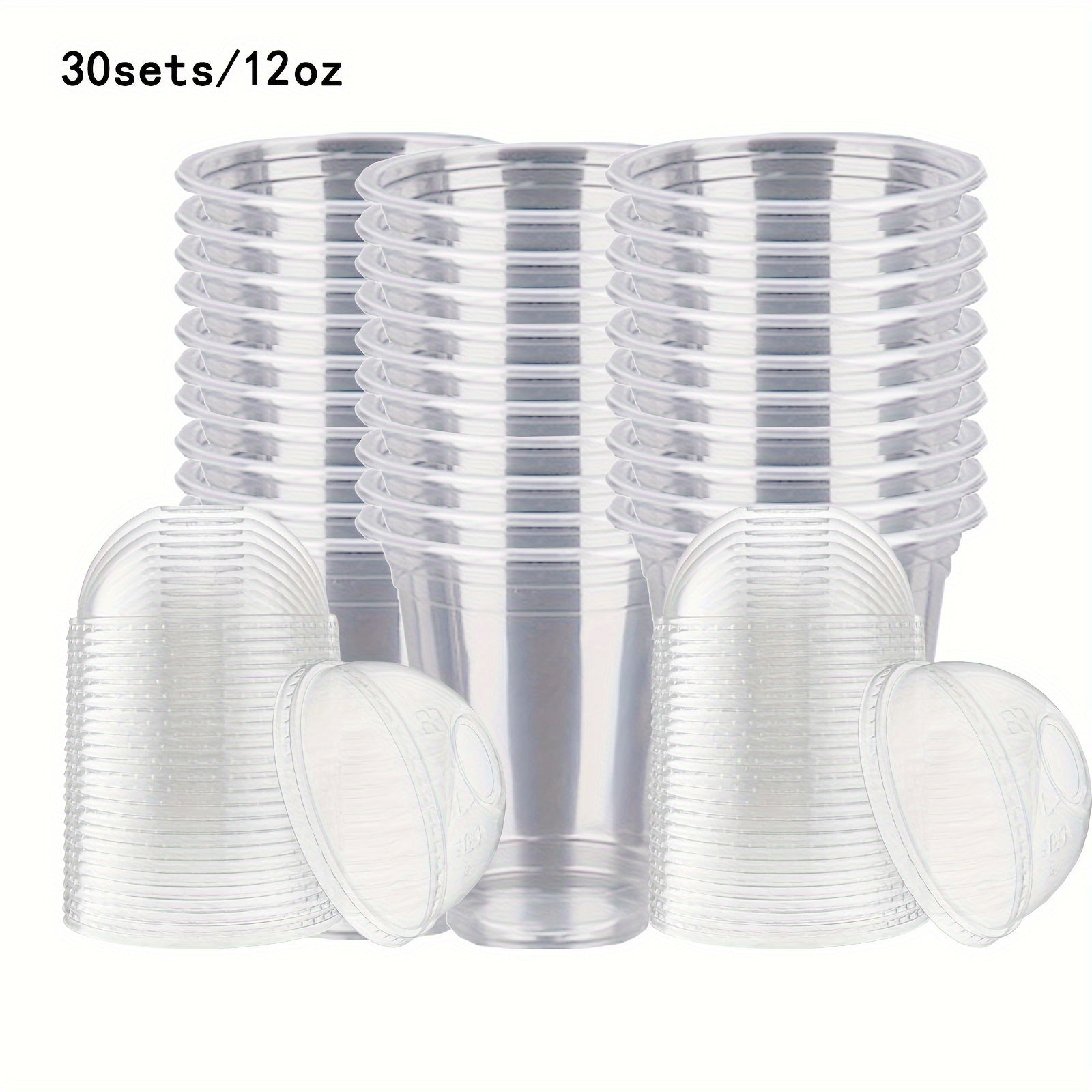 Set of 30 Leak-Proof 10oz Disposable Cups with Dome Lids for Smoothies Milkshakes Boba Tea