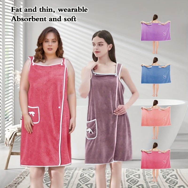 1 dona Qiziqarli Kamon Yumshoq Dush Yubkasi Ayollar uchun, Cho'miladigan Sochiq, Cho'ntakli, Uy va Sayohat uchun Moslashtiriladigan