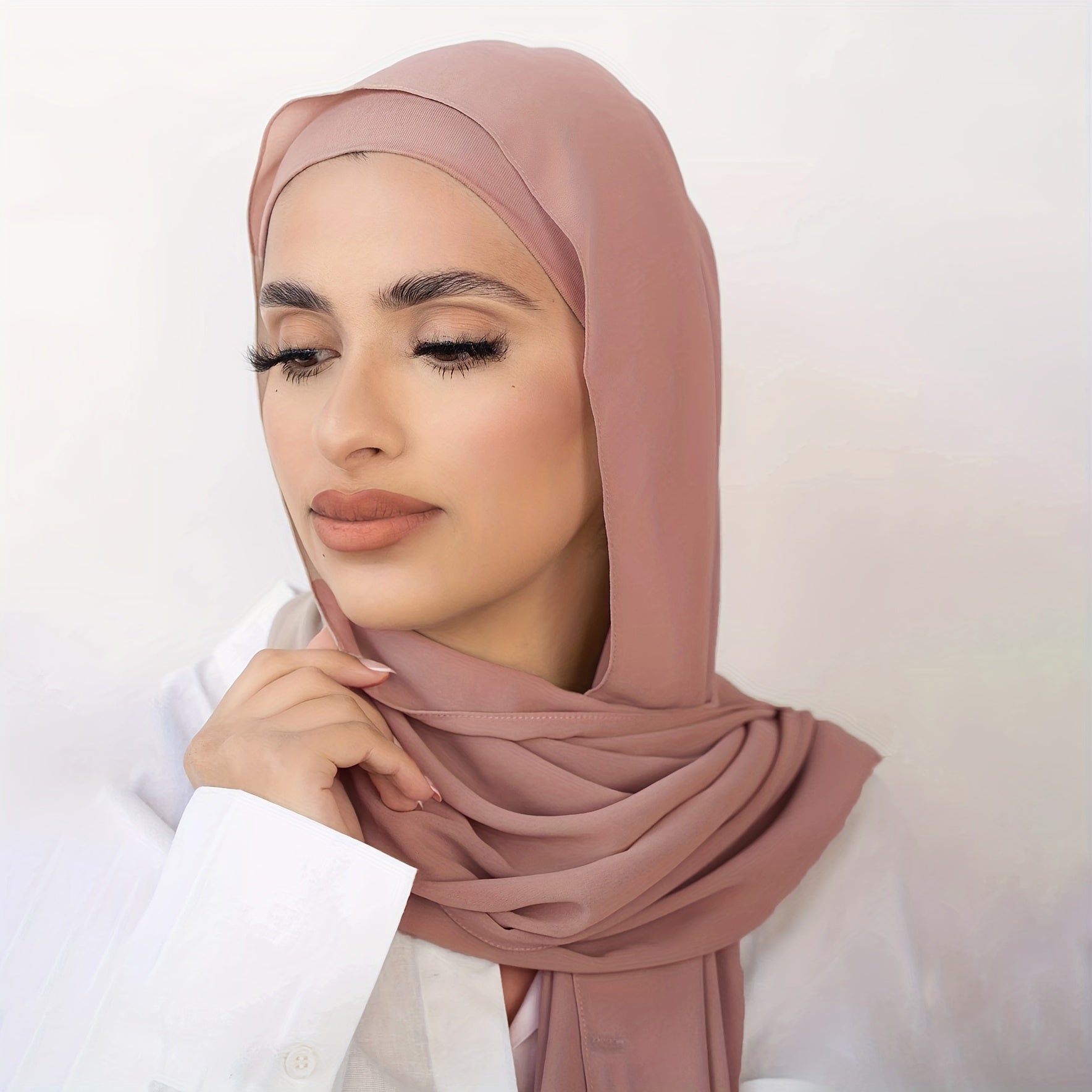 Boxed Muslim Headscarves Set with 5 Chiffon Solid and Printed Scarves and Clips