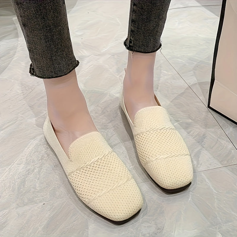 Women's Breathable Knit Slip-On Loafers Casual Flat Shoes | Versatile Comfort