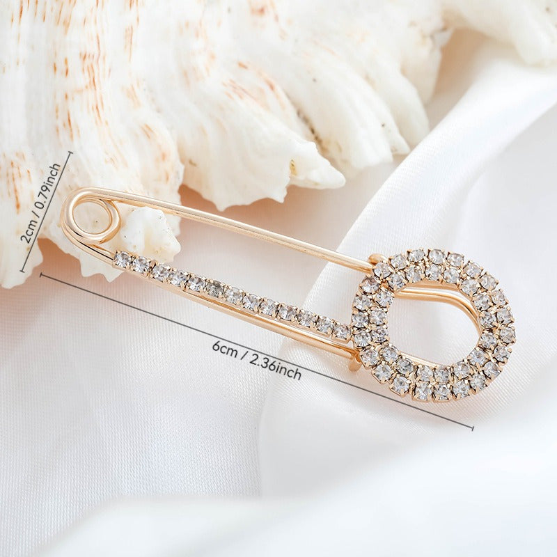 Set of Four Vintage Alloy Safety Pin Brooches for Women Irregular Shaped Fashion Accessories