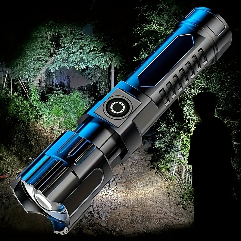 Rechargeable Handheld Flashlight with Wide Zoom Beam for Outdoor Exploration Work Lighting