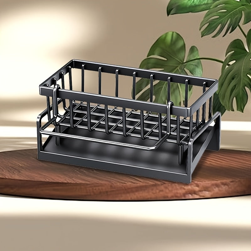 Multifunctional Plastic Sink Organizer with Towel Bar Kitchen Sponge Holder Soap Dish