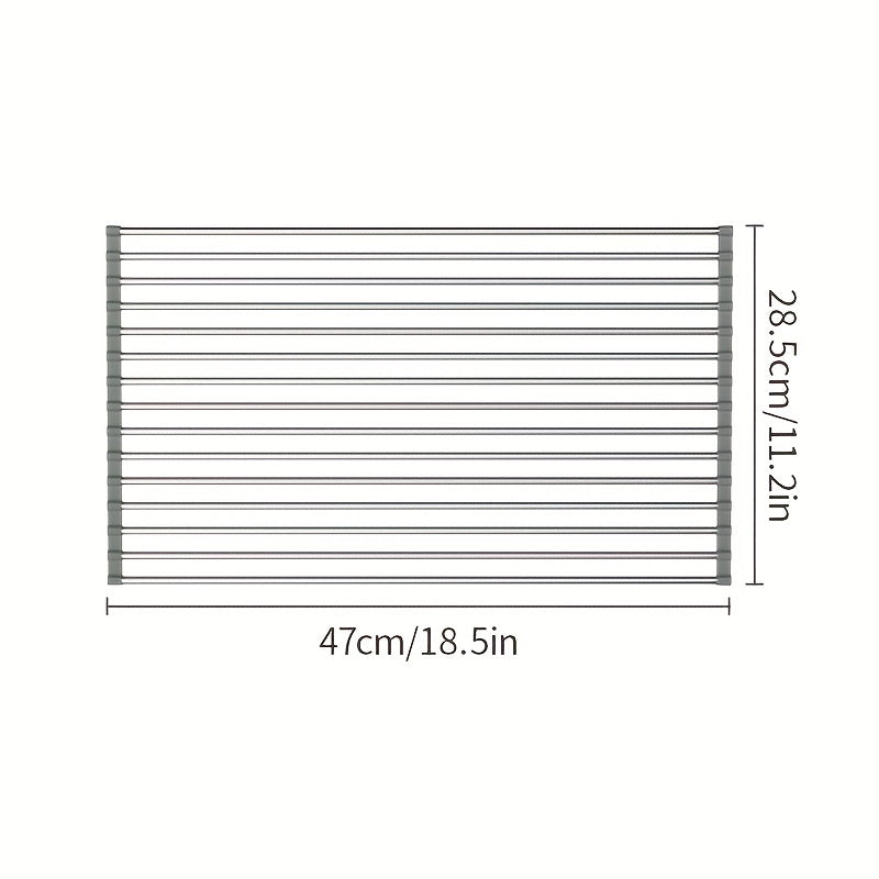 Foldable Dish Drying Rack for Kitchen Sink, Roll-Up Drain Organizer, Space-Saving Kitchen Tool