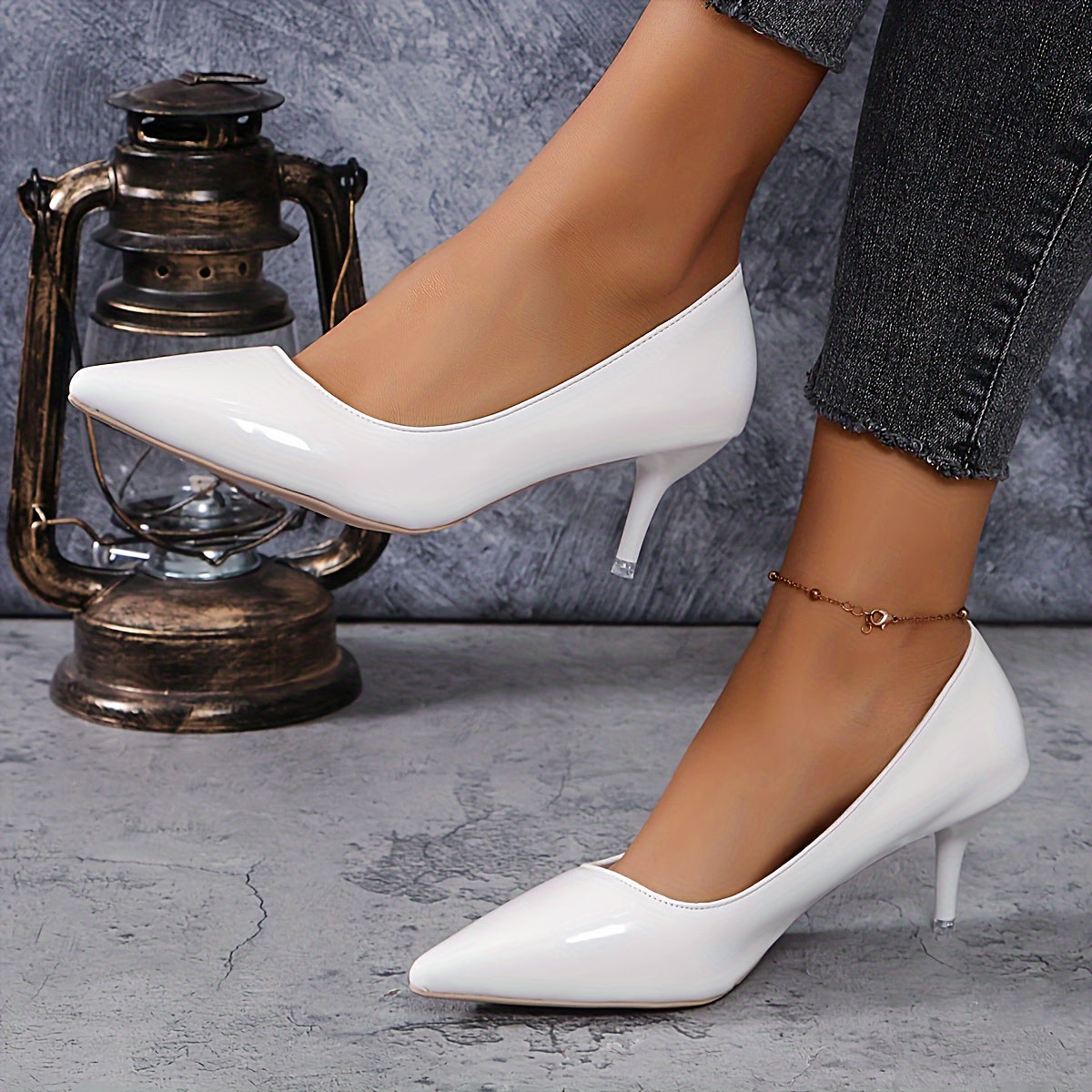 Women's Black Pointed Toe Stiletto Heels 6cm Glossy Dress Shoes