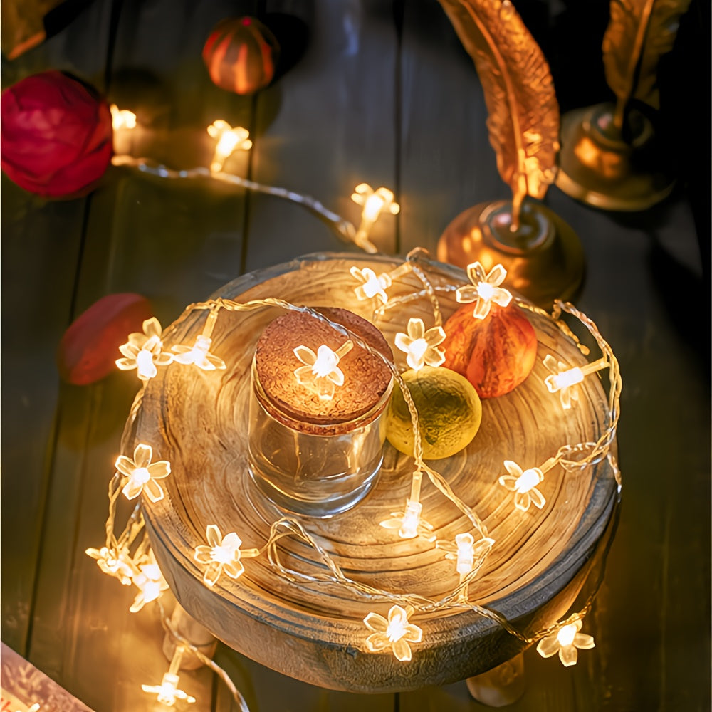 Светодиодные гирлянды в виде вишневых цветов, тёплый жёлтый цвет, для домашнего декора, свадеб, Рождества, вечеринок