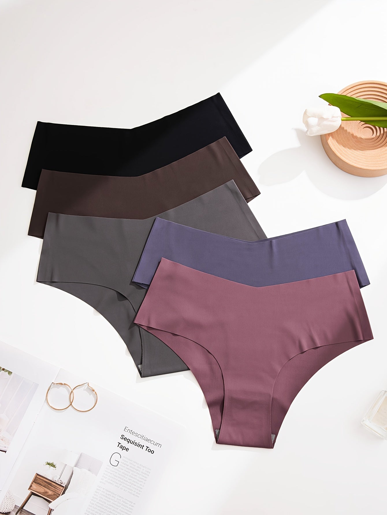 Women's Seamless Mid-Rise Hipster Panties 5 Pack Breathable Nylon Blend Assorted Colors