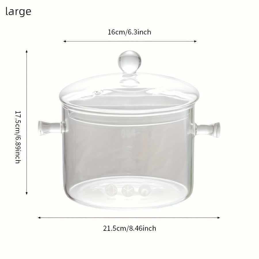 Transparent Borosilicate Glass Soup Crockpot for Kitchen Use