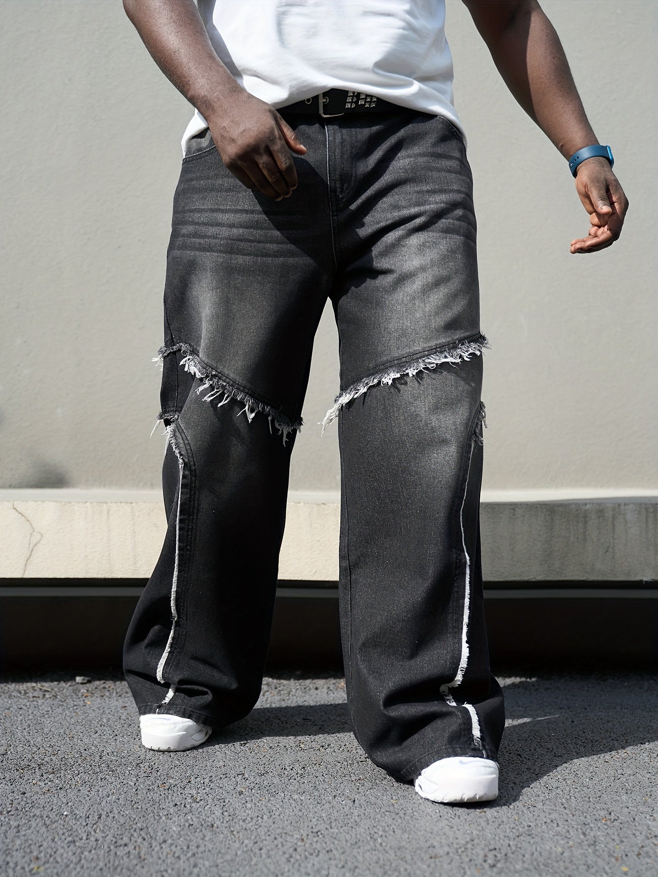 Men's Wide Leg Denim Jeans Casual Chic Plus Size Spring Fall