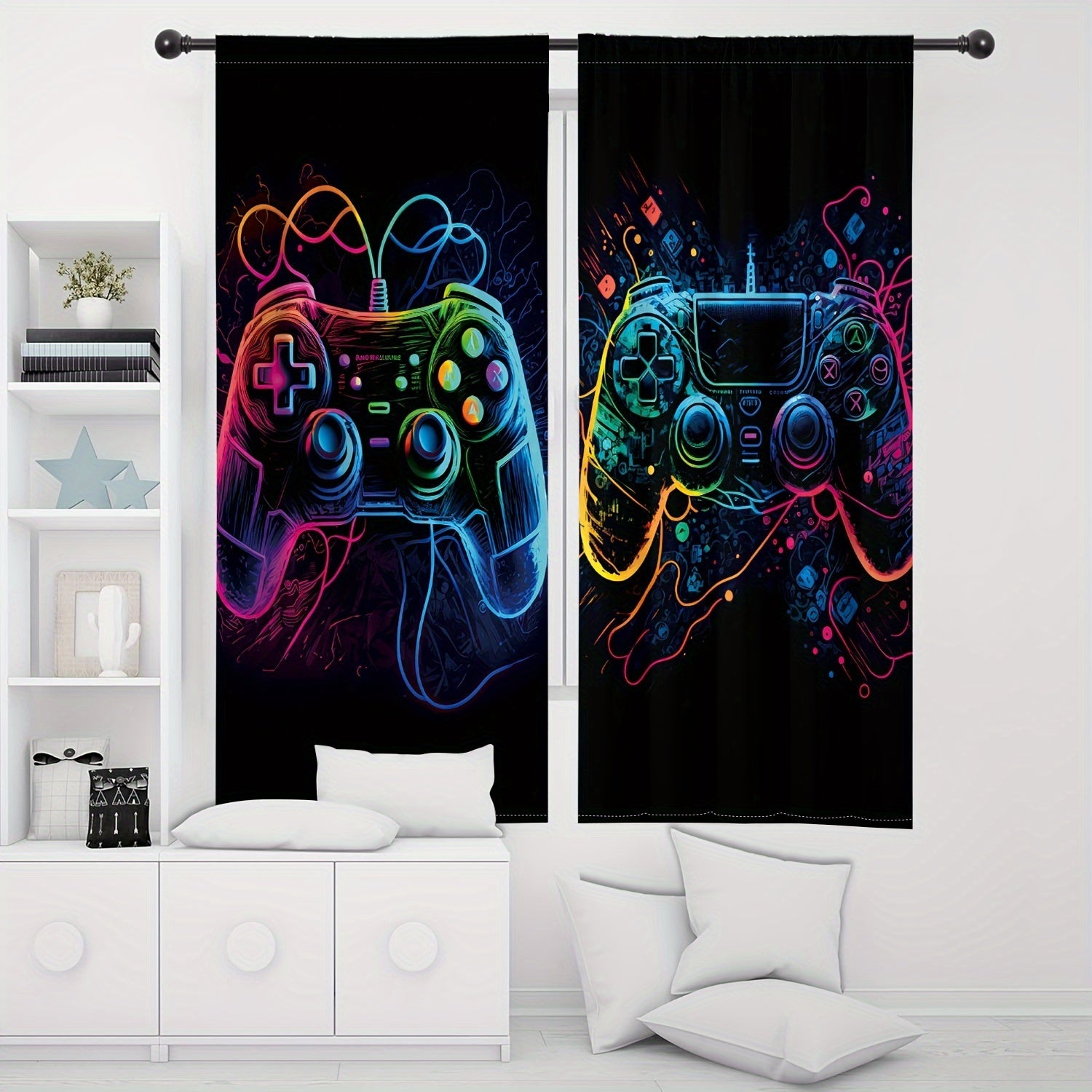 Two Player Game Controller Curtain Semi-Transparent Privacy Living Room Bedroom