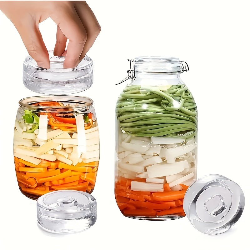 Glass Fermentation Weights with Handle and Wide-Mouth Mason Jar Lid Food-Grade Material