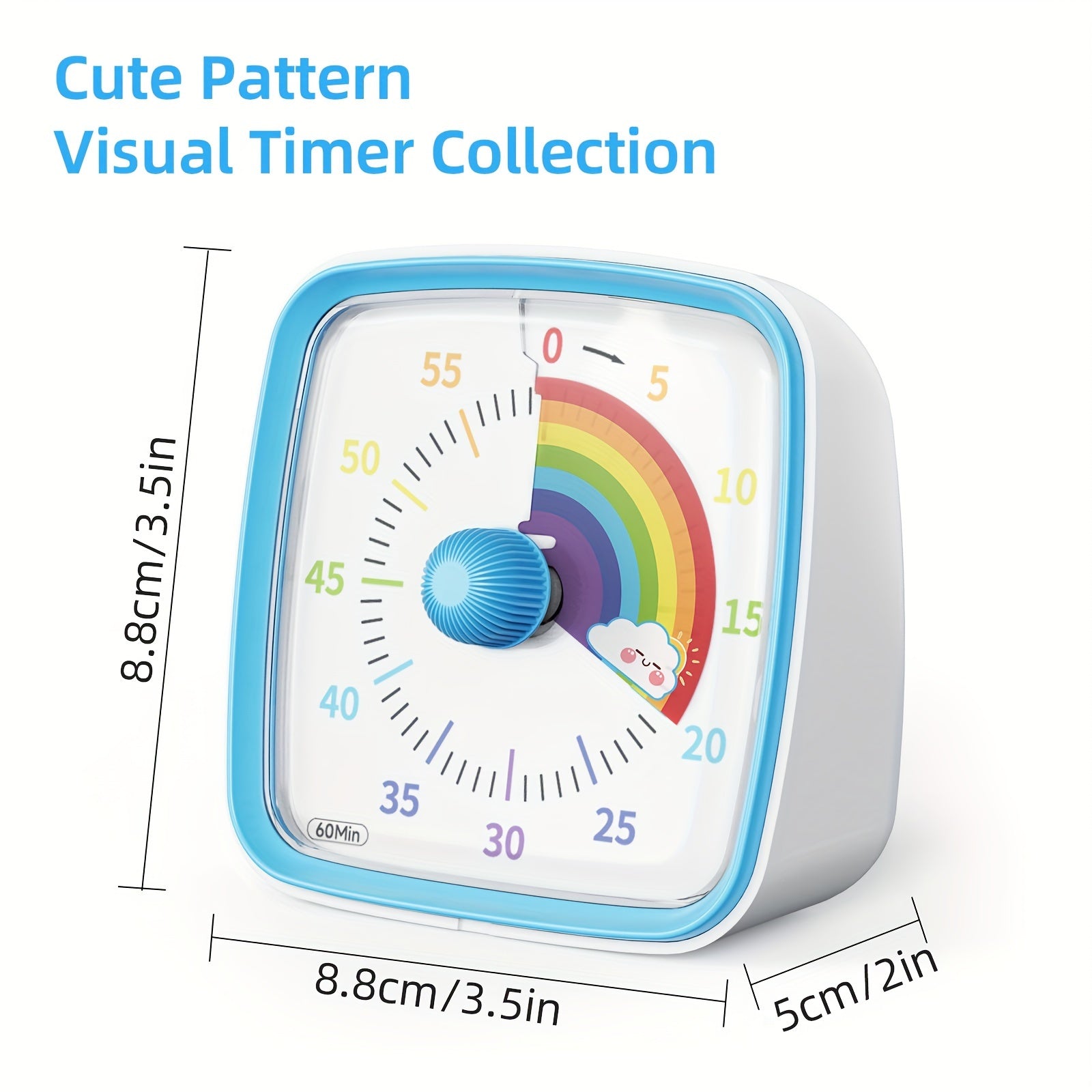 Rainbow Visual Timer with Night Light for Classroom Kitchen Office Silent 60-Minute Countdown