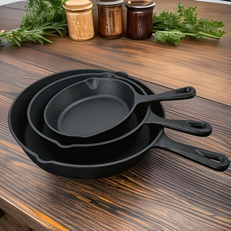 3 ta to'plam qattiq temirli skiletlar, dumaloq Teppanyaki grill panlari, yopishmaydigan tekis tagli qozonlar