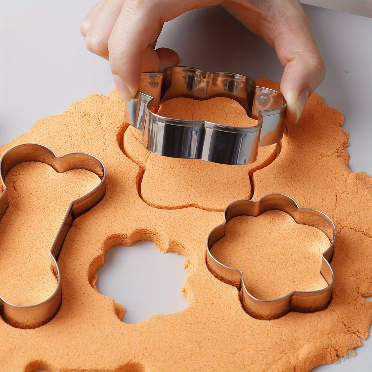 Set of 6 Dog Paw and Bone Cookie Cutters for Baking Pastries and Biscuits